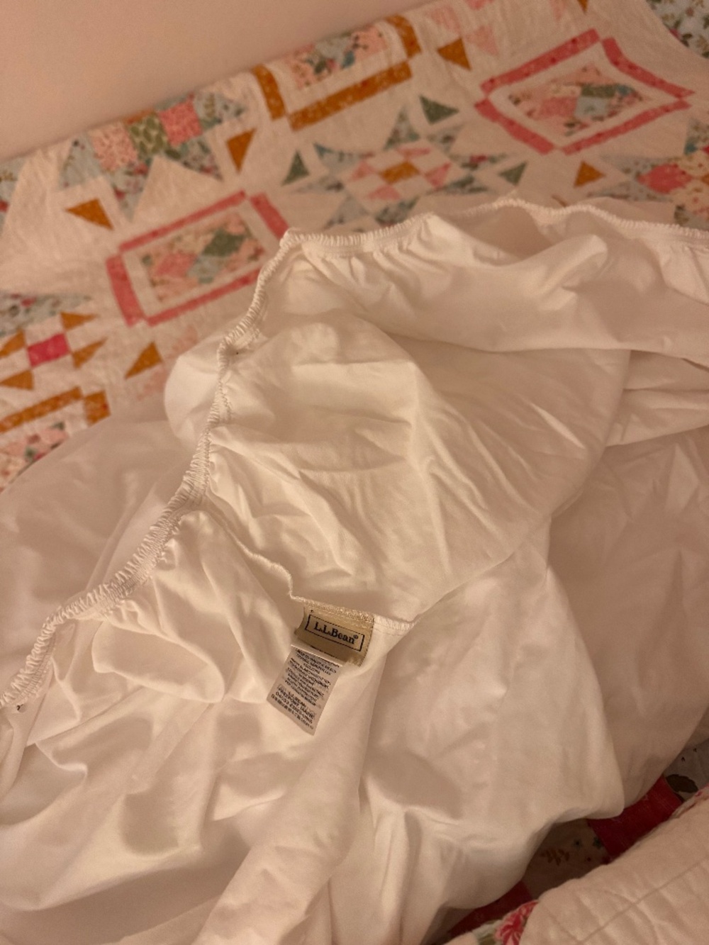 (2) L.L.Bean White Fitted Sheet bottoms only Crisp  white fitted sheets bottoms